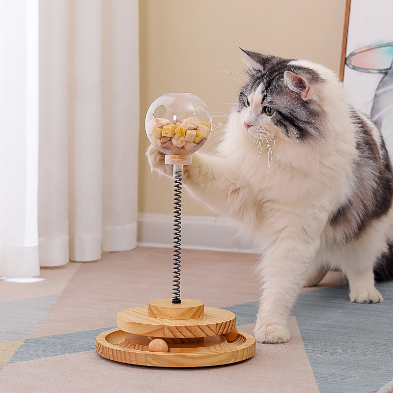 Slow Feeder Cat Treat Toy – Interactive Puzzle Dispenser with Catnip Spring