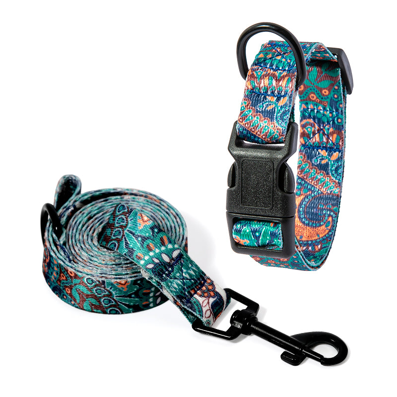 Patterned Dog Collar & Lead Set – Bohemian & Fireworks Designs, S–XL — image 4