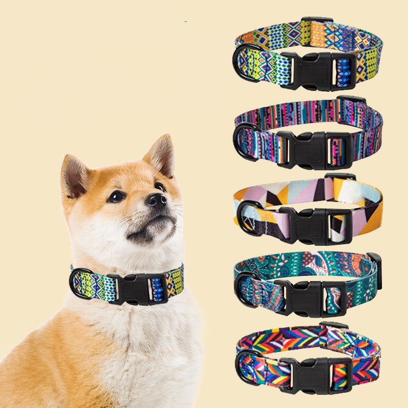 Patterned Dog Collar & Lead Set – Bohemian & Fireworks Designs, S–XL