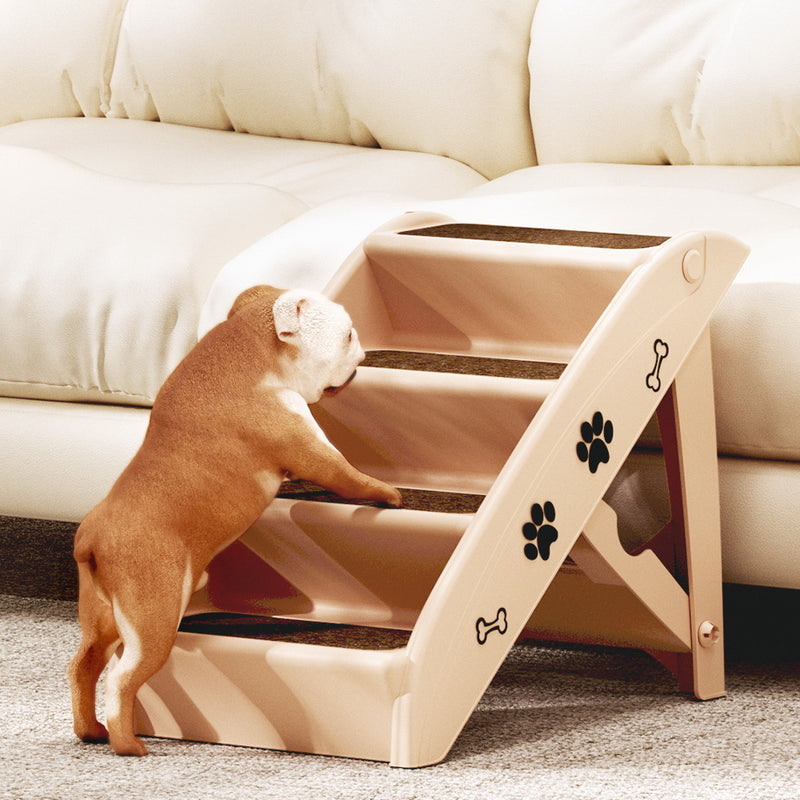 i.Pet Dog Ramp Steps For Bed Sofa Car Pet Stairs Ladder Portable Foldable Beige — image 8