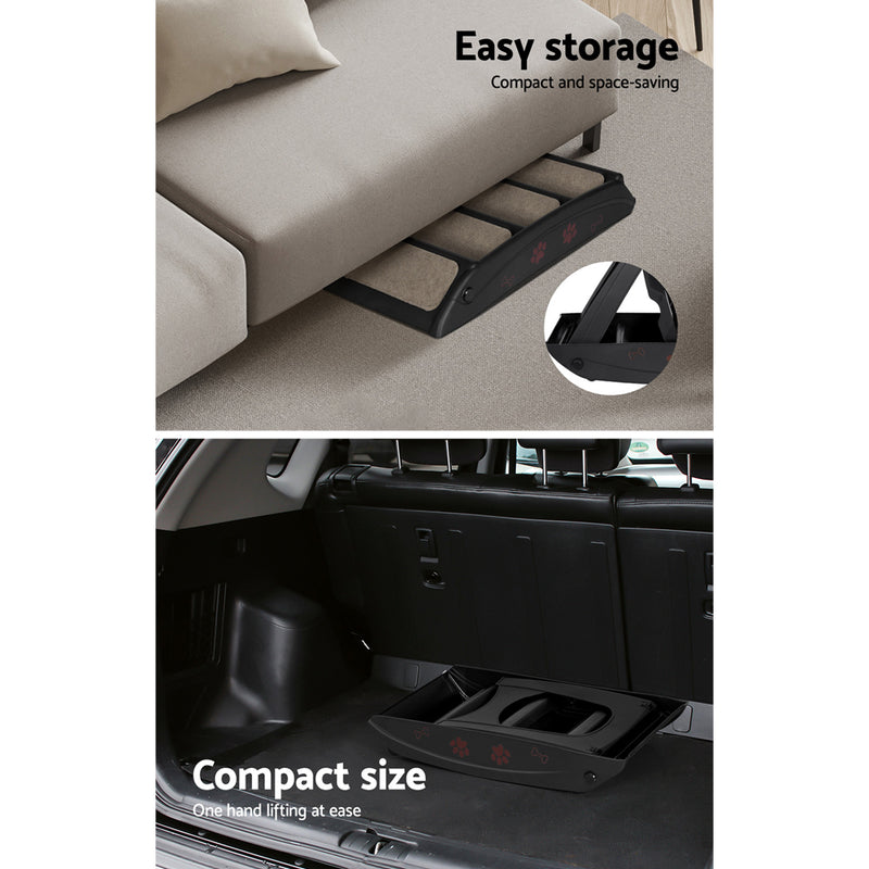 i.Pet Dog Ramp Steps For Bed Sofa Car Pet Stairs Ladder Portable Foldable Black — image 6