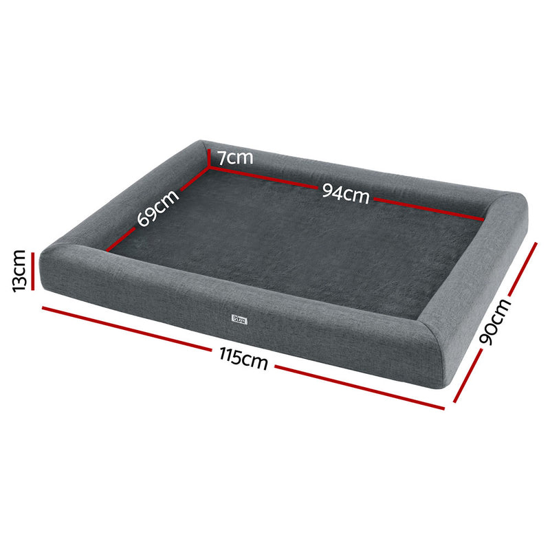 i.Pet Pet Bed Dog Cat Extra Large Calming Soft Sofa Cushion Egg Crate Washable Grey — image 2