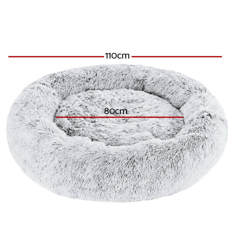 i.Pet Pet Bed Dog Cat 110cm Calming Extra Large Soft Plush Light Charcoal — image 2