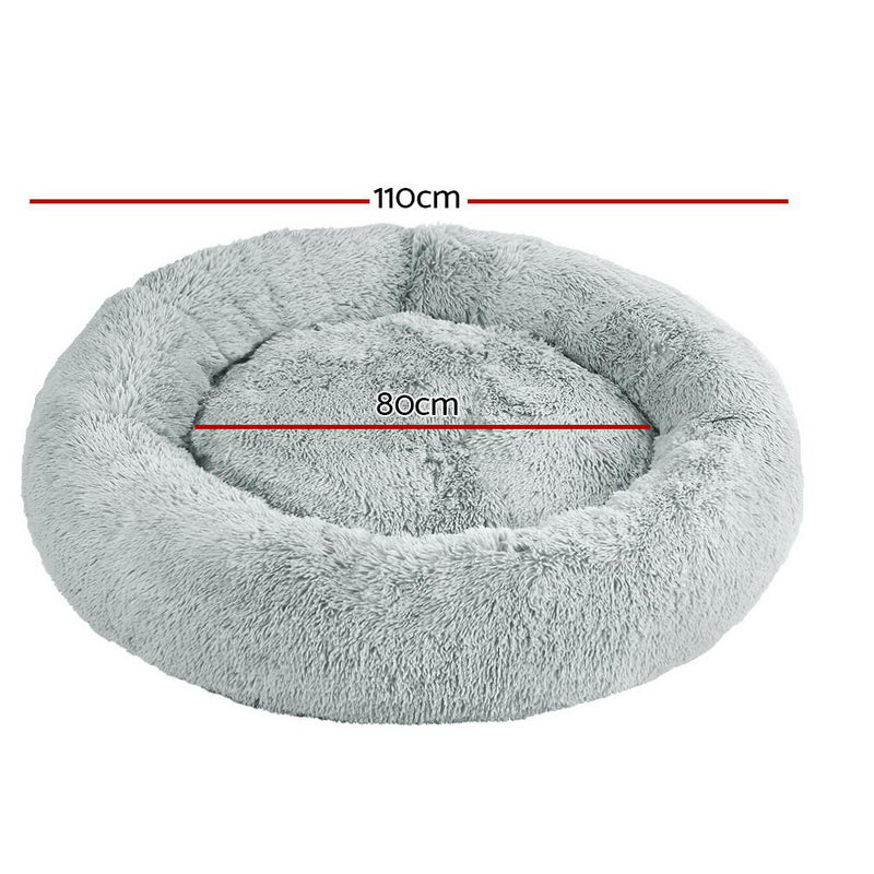 i.Pet Pet Bed Dog Cat 110cm Calming Extra Large Soft Plush Light Grey β image 2