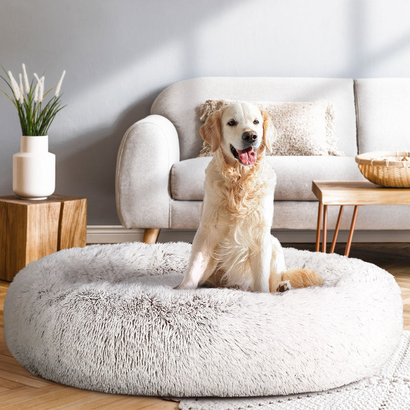 i.Pet Pet Bed Dog Cat 110cm Calming Extra Large Soft Plush White Brown β image 8