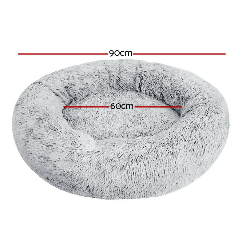 i.Pet Pet Bed Dog Cat 90cm Large Calming Soft Plush Light Charcoal β image 2
