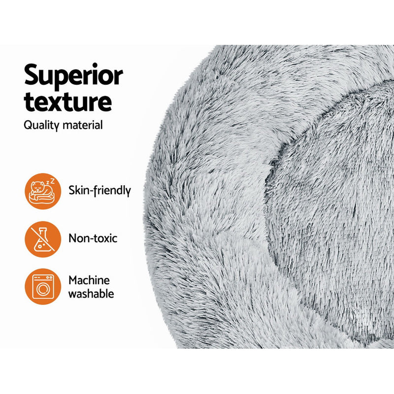 i.Pet Pet Bed Dog Cat 90cm Large Calming Soft Plush Light Charcoal β image 4