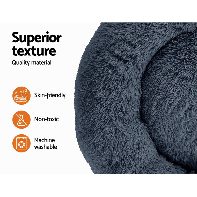 i.Pet Pet Bed Dog Cat 90cm Large Calming Soft Plush Bed Dark Grey β image 3