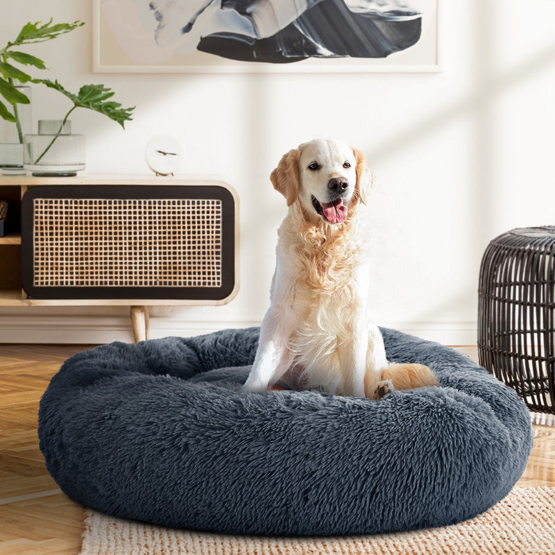 i.Pet Pet Bed Dog Cat 90cm Large Calming Soft Plush Bed Dark Grey β image 7