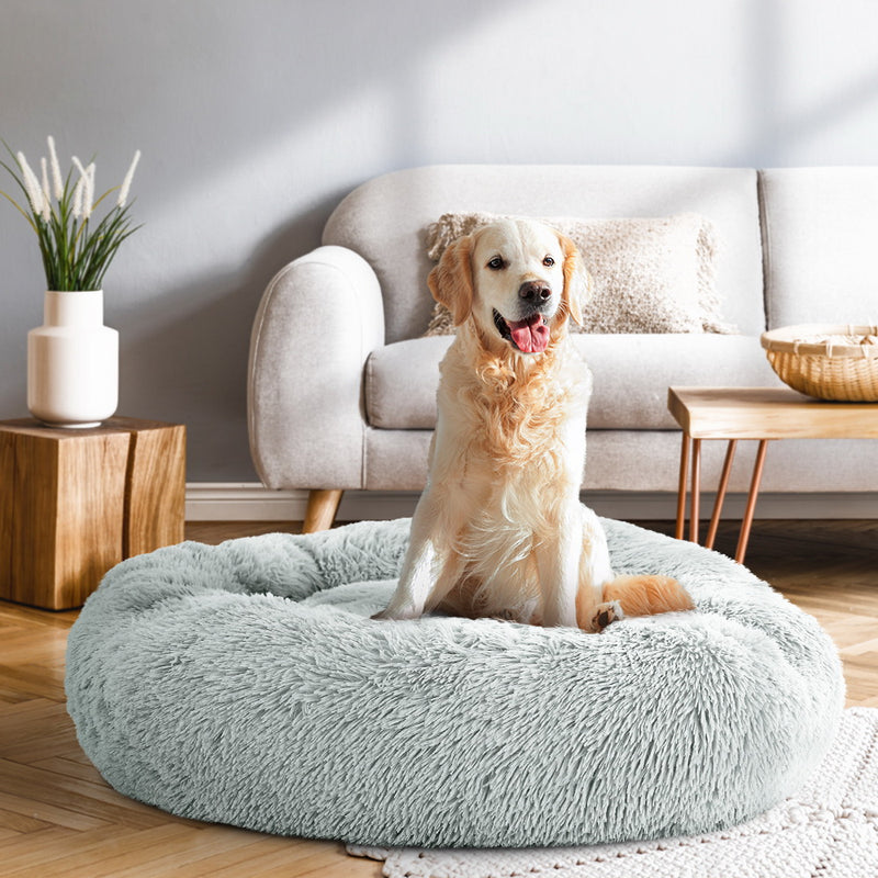 i.Pet Pet Bed Dog Cat 90cm Large Calming Soft Plush Light Grey β image 7