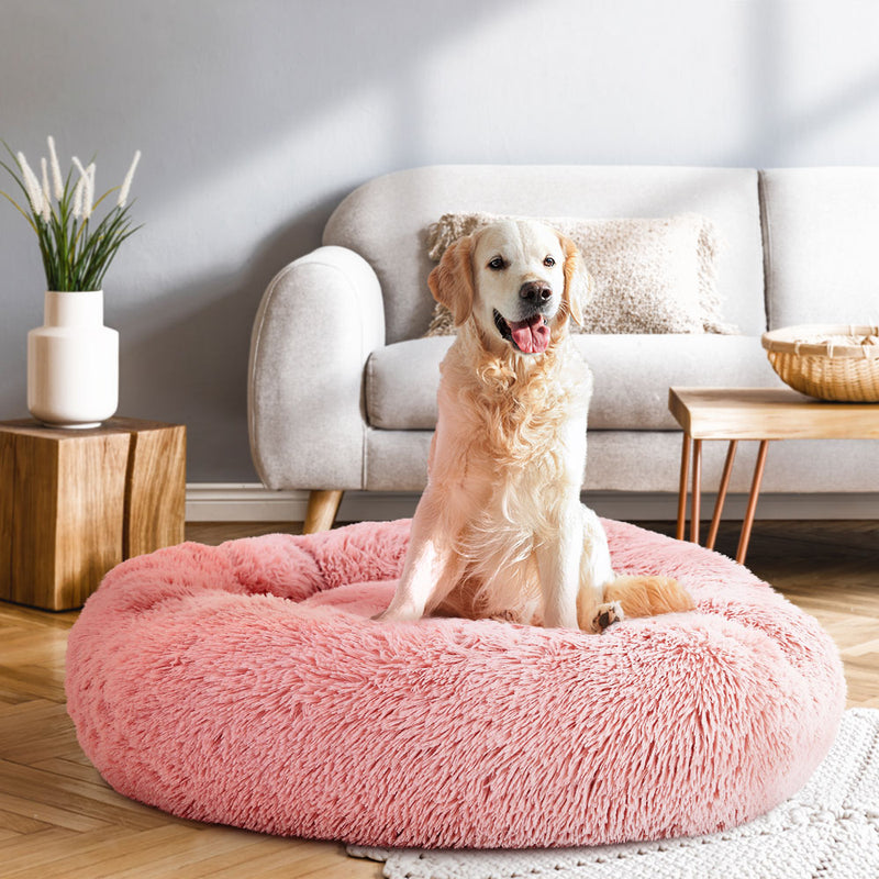 i.Pet Pet Bed Dog Cat 90cm Large Calming Soft Plush Pink β image 7