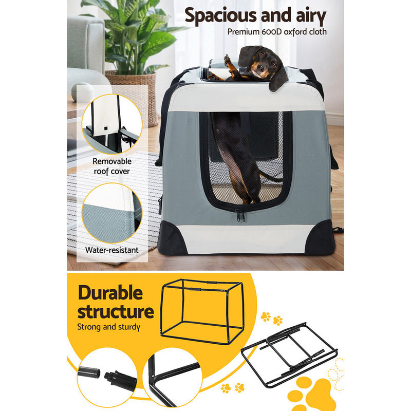 i.Pet Pet Carrier Soft Crate Dog Cat Travel 90x61CM Portable Foldable Car 2XL — image 5