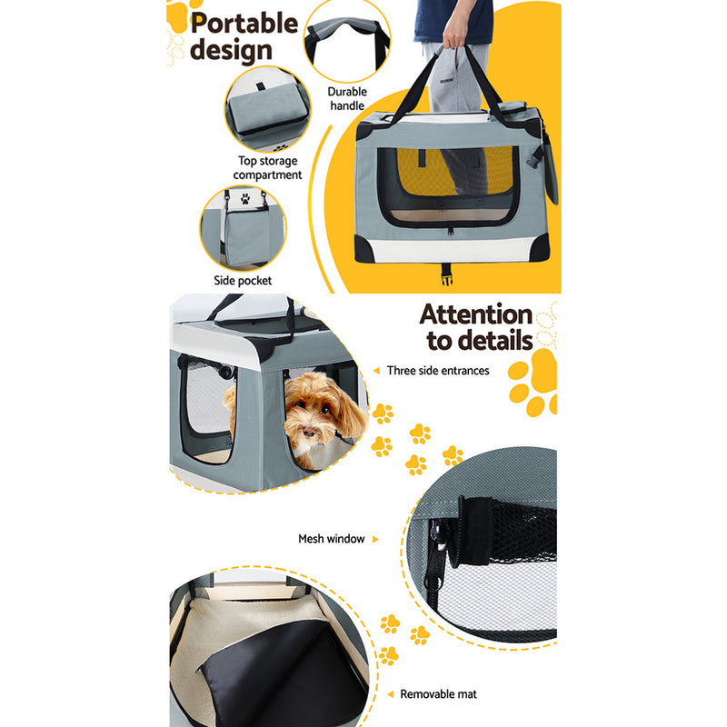 i.Pet Pet Carrier Soft Crate Dog Cat Travel 90x61CM Portable Foldable Car 2XL — image 6