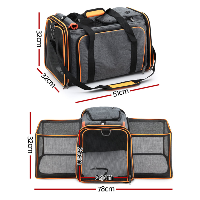 i.Pet Pet Carrier Bag Foldable Expandable Dog Cat Travel Cage Portable Car Kennel — image 2