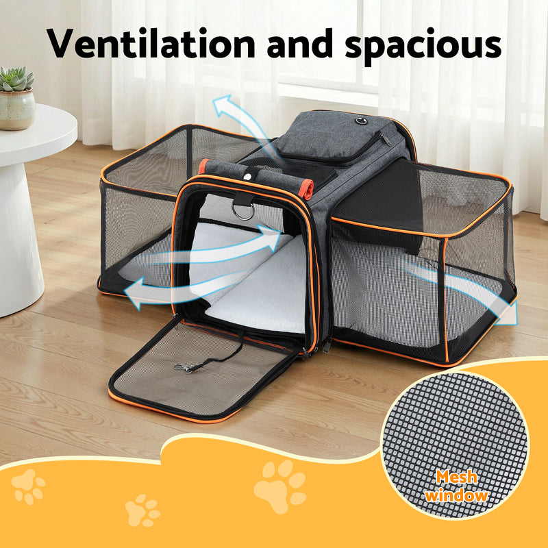 i.Pet Pet Carrier Bag Foldable Expandable Dog Cat Travel Cage Portable Car Kennel — image 4