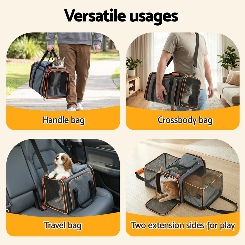 i.Pet Pet Carrier Bag Foldable Expandable Dog Cat Travel Cage Portable Car Kennel — image 5