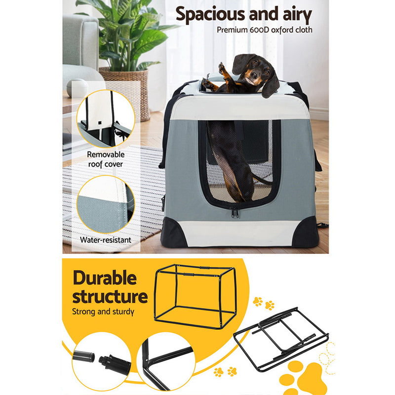 i.Pet Pet Carrier Soft Crate Dog Cat Travel 70x52CM Portable Foldable Car Large — image 5