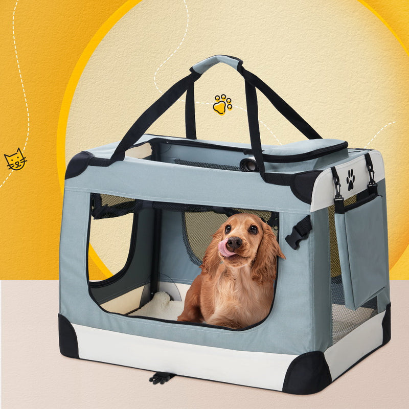 i.Pet Pet Carrier Soft Crate Dog Cat Travel 70x52CM Portable Foldable Car Large — image 8
