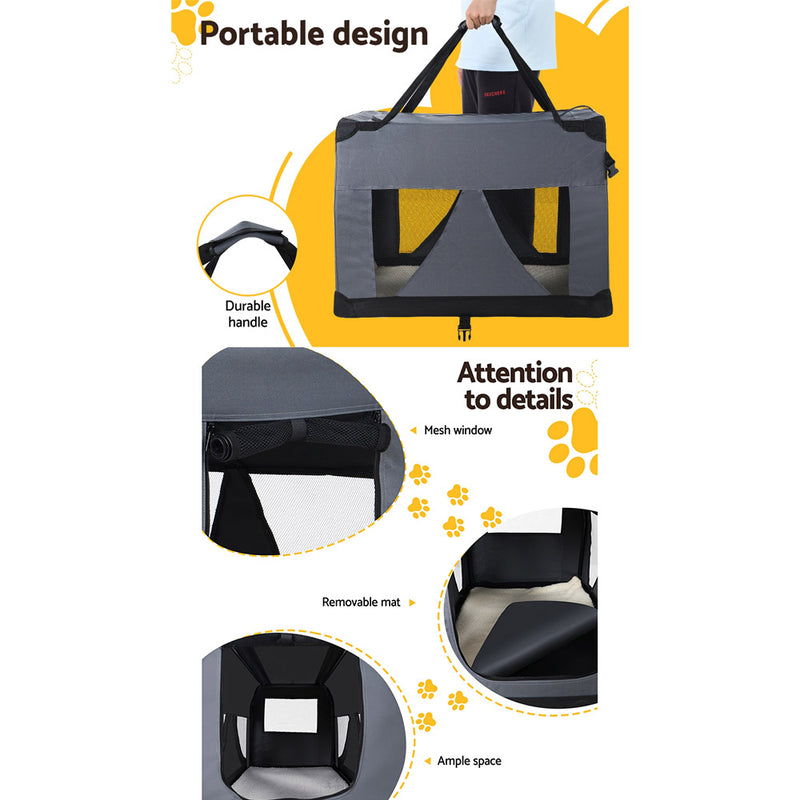 i.Pet Pet Carrier Soft Crate Dog Cat Travel 60x42CM Portable Foldable Car M — image 6
