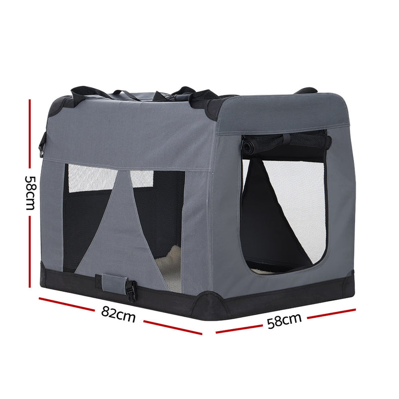 i.Pet Pet Carrier Soft Crate Dog Cat Travel 82x58CM Portable Foldable Car XL — image 2