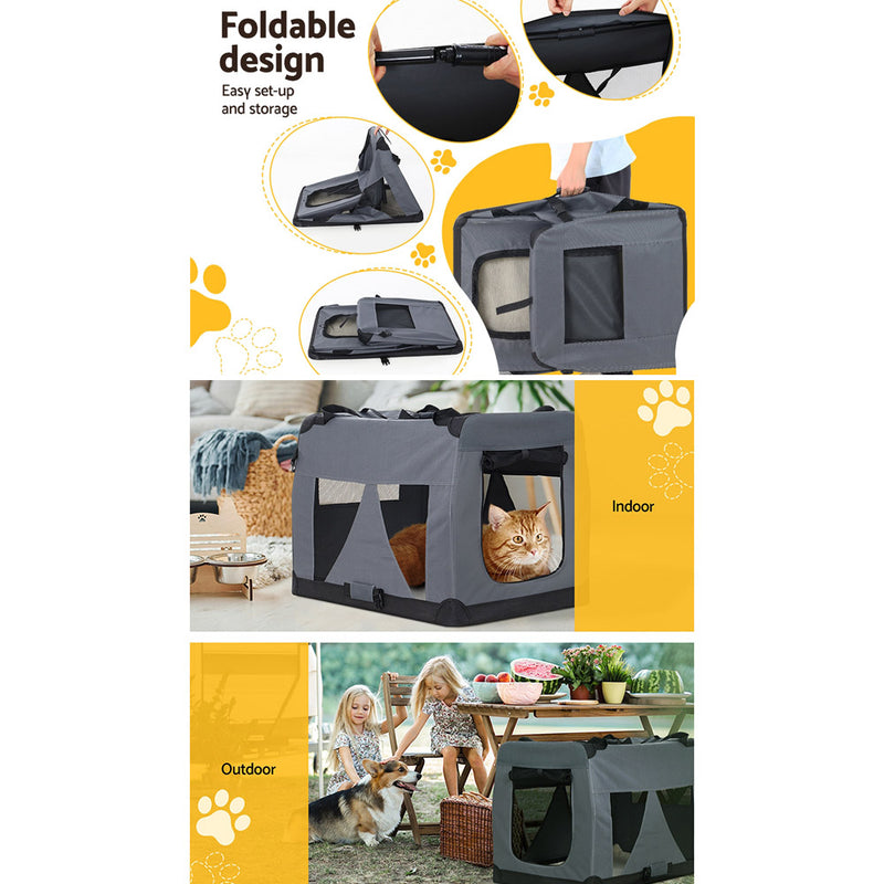 i.Pet Pet Carrier Soft Crate Dog Cat Travel 82x58CM Portable Foldable Car XL — image 7