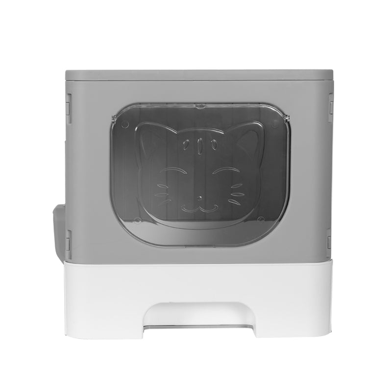 i.Pet Cat Litter Box Large Tray Kitty Toilet Enclosed Hooded Foldable Cat Litter Box Scoop Grey — image 3