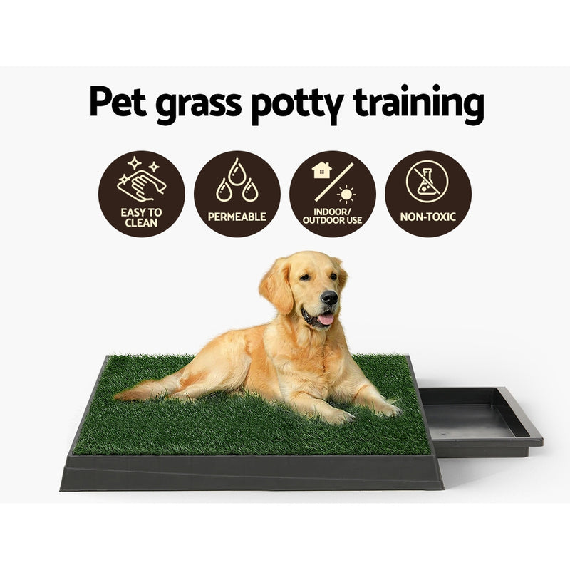 i.Pet Pet Training Pad Dog Potty Toilet Large Portable With Tray Grass 2 Mats — image 4