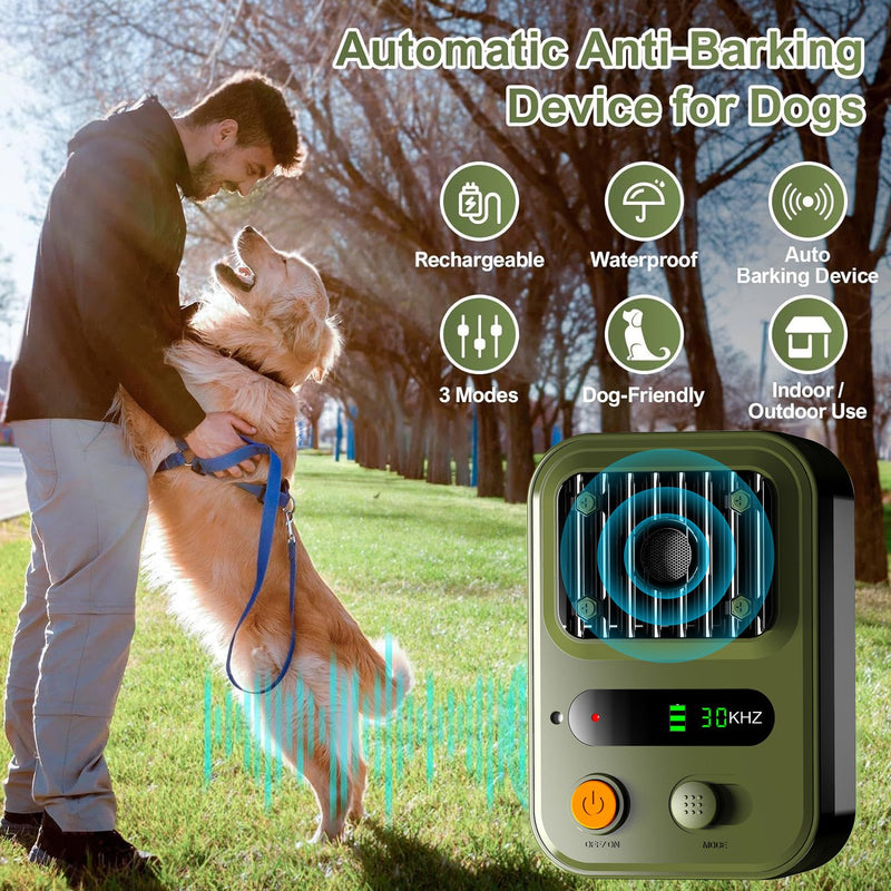 Rechargeable Ultrasonic Anti-Bark Device for Dogs – 50 ft, Green — image 4