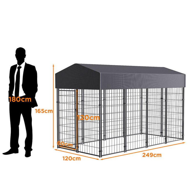 Large Outdoor Dog Kennel 250x120x165cm Pet Cage with Roof — image 7