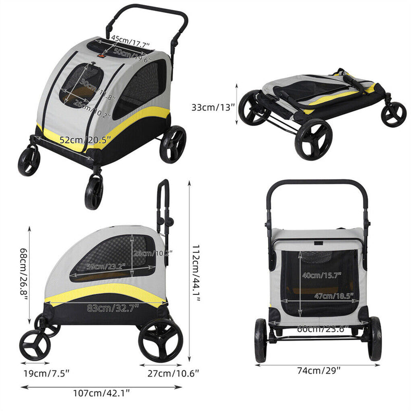 XL Dog Stroller Pet Pushchair Foldable Travel Cart β image 7