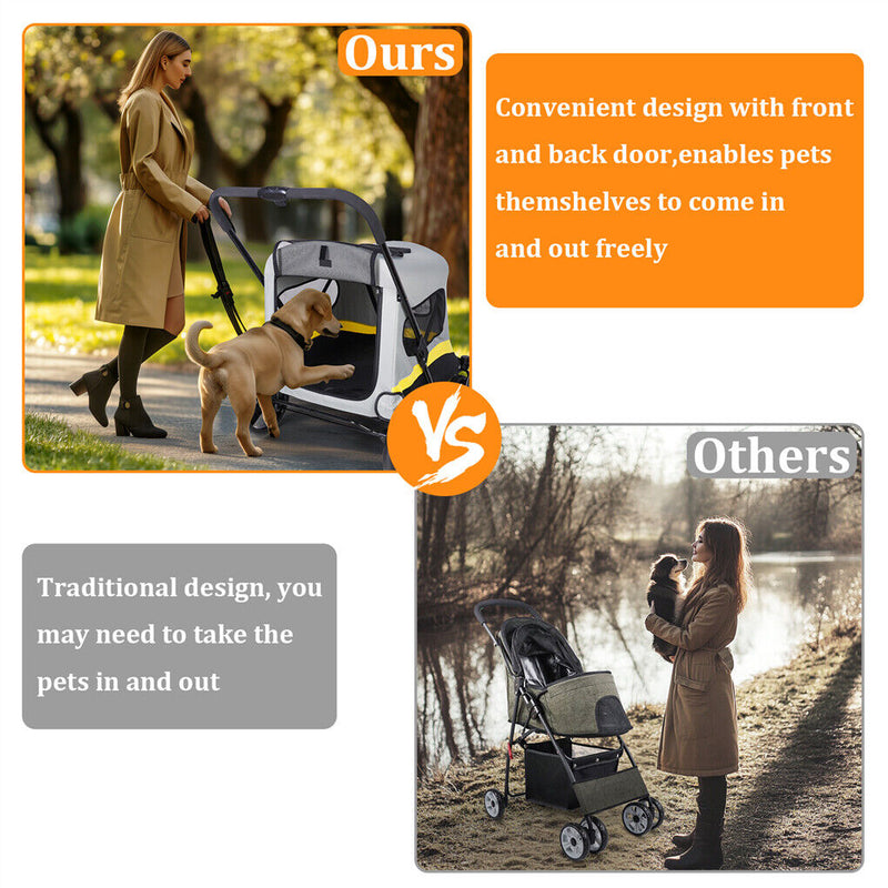 Dog Stroller w/ Rain Cover Foldable Pet Cart β image 7