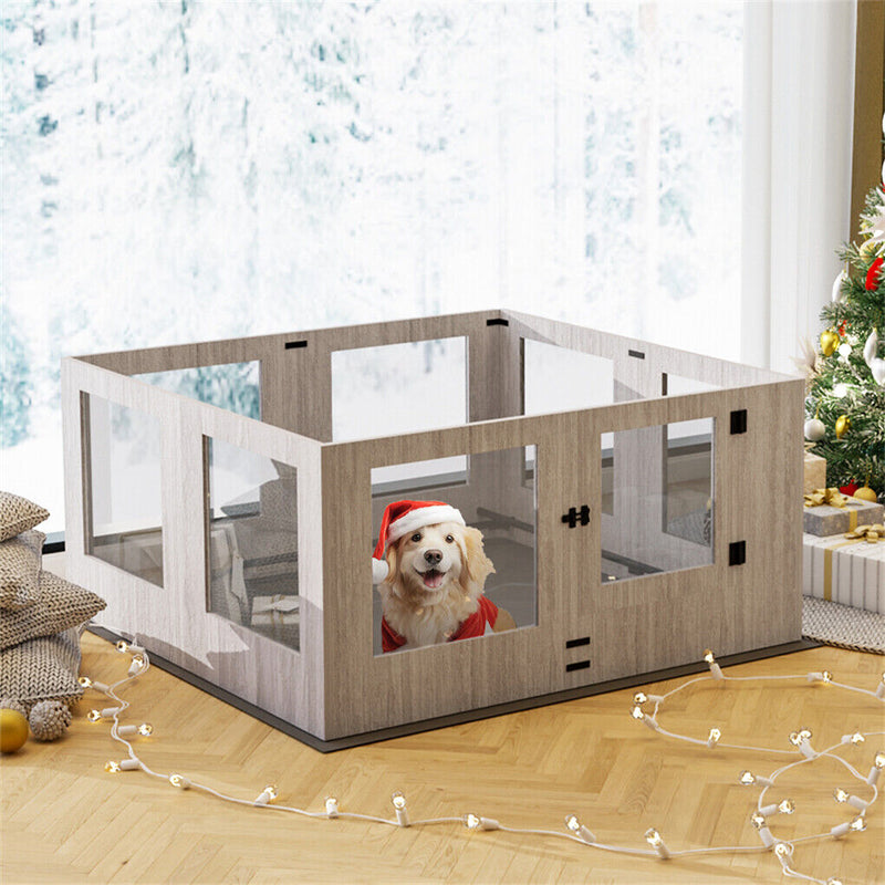 Dog Whelping Box 8 Panels Puppy Pen with Pad — image 3