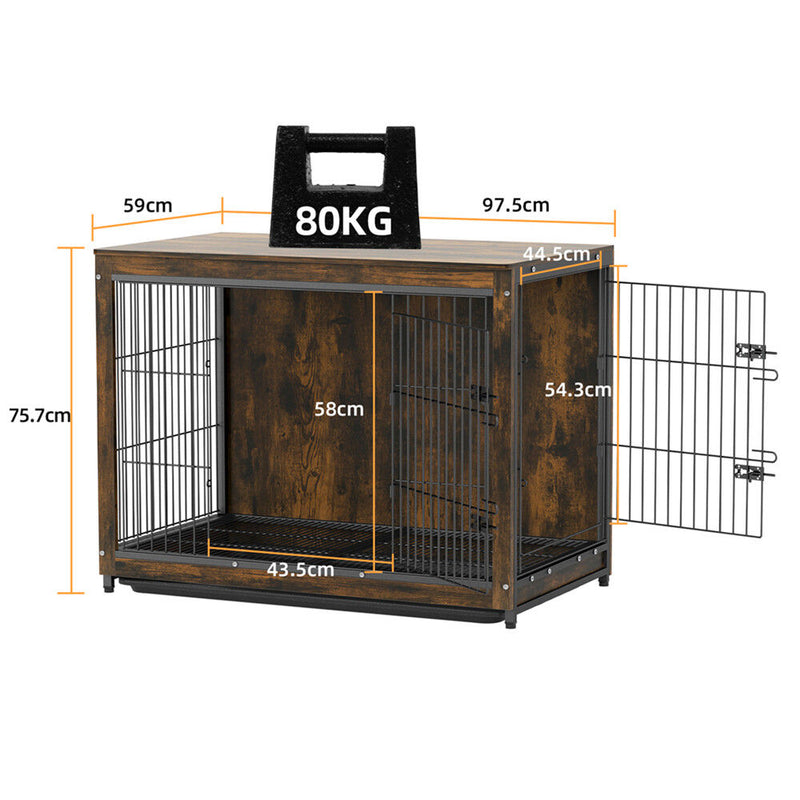 Large Wooden Dog Crate Kennel End Table Nightstand 100x59x74cm — image 4