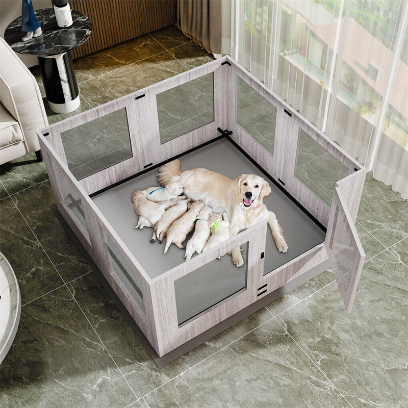 Large Dog Indoor Whelping Box, Tempered Glass & MDF β image 2