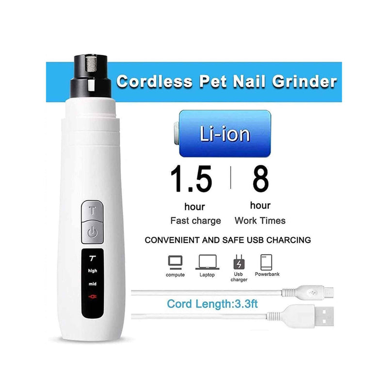 Pet Nail Grinder Dog Cat Electric Trimmer Turbo USB Rechargeable Claw Filer N9 — image 3