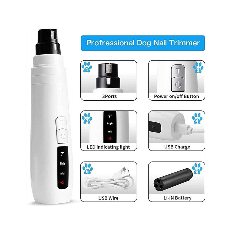 Pet Nail Grinder Dog Cat Electric Trimmer Turbo USB Rechargeable Claw Filer N9 — image 4