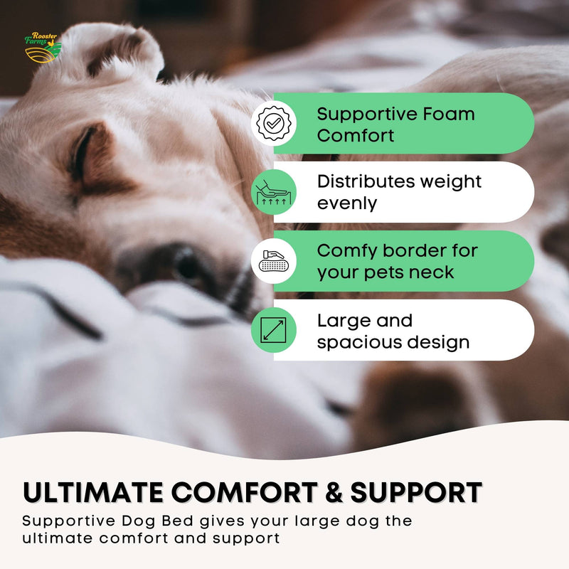 Rooster Farms Supportive Dog Bed XL Grey - Egg Crate Foam Waterproof Mattress — image 3