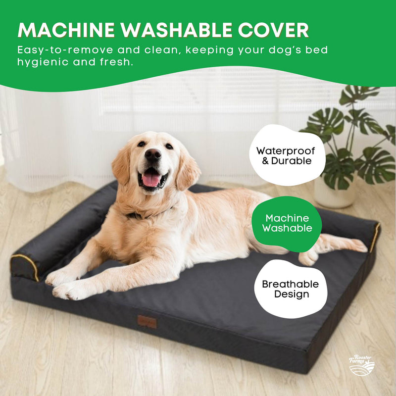 Rooster Farms Supportive Dog Bed XL Grey - Egg Crate Foam Waterproof Mattress — image 6