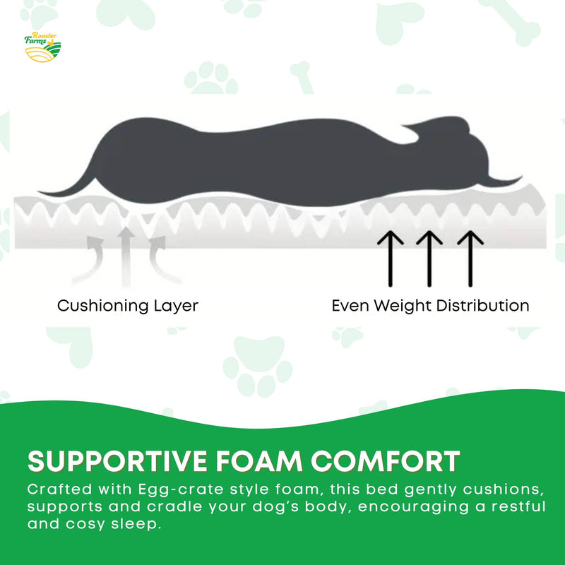 Rooster Farms Supportive Dog Bed XL Grey - Egg Crate Foam Waterproof Mattress — image 7