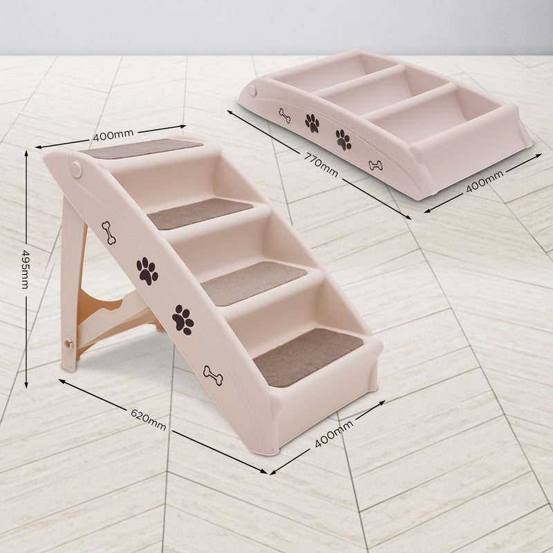 Furtastic Foldable Pet Stairs In White - 50cm Dog Ladder Cat Ramp — image 4