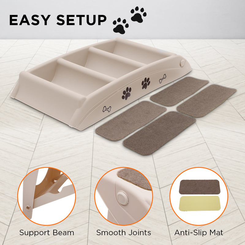Furtastic Foldable Pet Stairs In White - 50cm Dog Ladder Cat Ramp — image 6