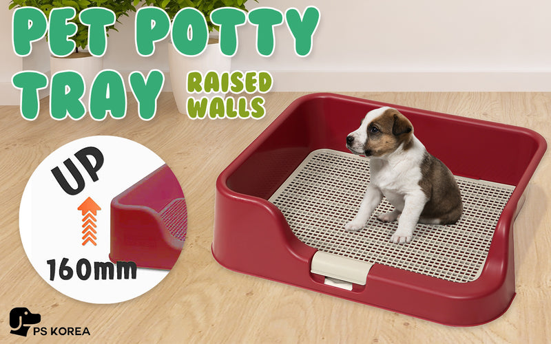 Dog Pet Potty Tray Training Toilet Raised Walls T1 WINE β image 2