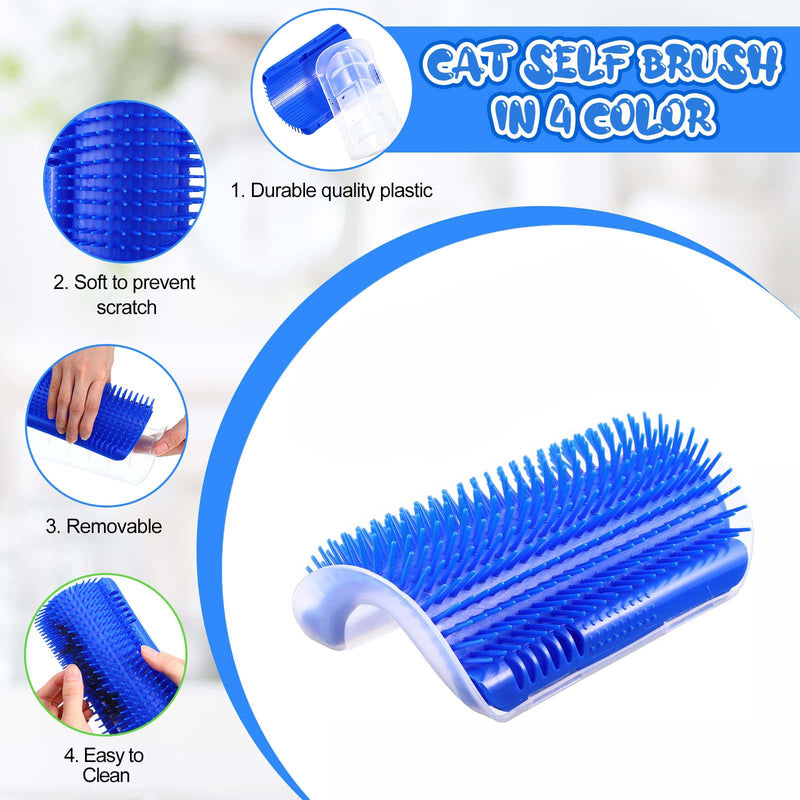 Cat Self Groomer Catnip Dog Cat Toy Corner Groomer Wall Corner Scratcher Comb Grooming Massage Brush Blue — image 7
