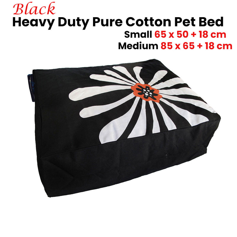 Heavy Duty Pure Cotton Pet Dog Bed Cover Small Black β image 2