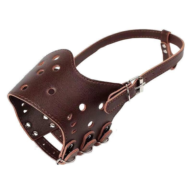 Leather Dog Muzzle – Anti-Bite & Anti-Chew, Brown (XL)