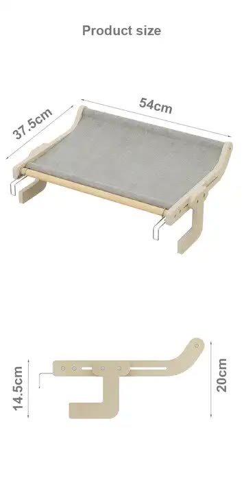 Wall-Mounted Cat Hammock Bed- Wooden Frame, Comfortable and Space-Saving Design for Pets — image 5