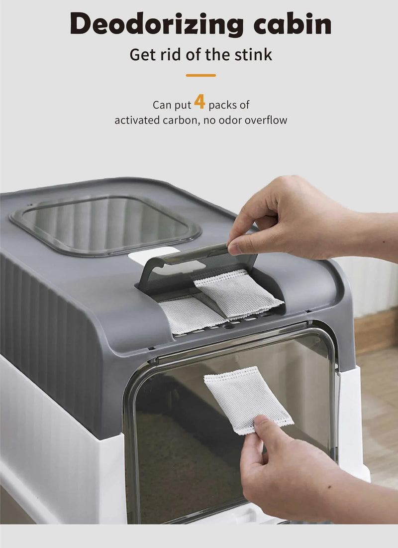 Large Enclosed Cat Litter Box with Drawer and Scoop - Odor Control, Removable Tray, Easy Clean Design β image 3