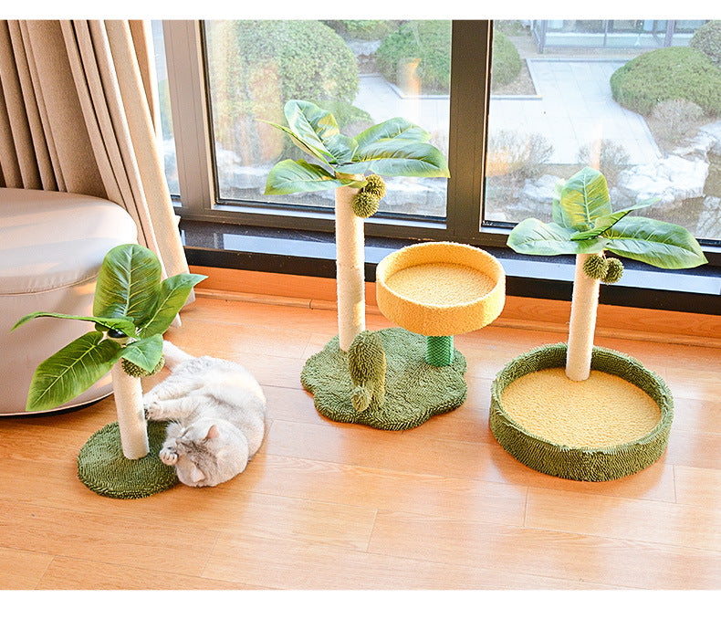 Cat Tree with Faux Leaves, Sisal Scratching Post, Cozy Bed, and Playful Toy — image 2
