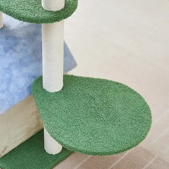 Floral Cat Tree with Cozy Hideaway and Scratching Posts (50x38x90 cm) — image 2