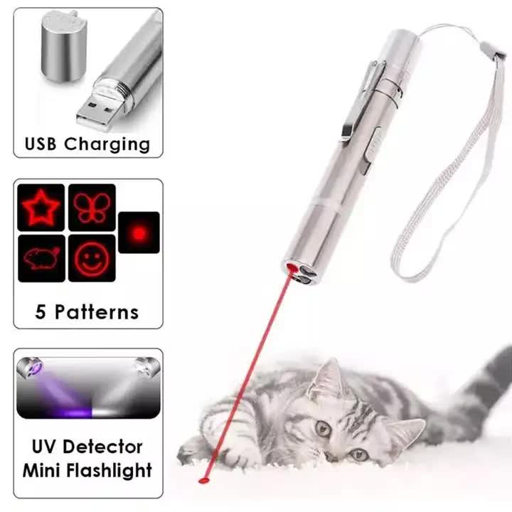 2PCS USB Rechargeable Multifunctional Laser Pointer for Cats - Interactive Toy with Star and Butterfly Patterns β image 2